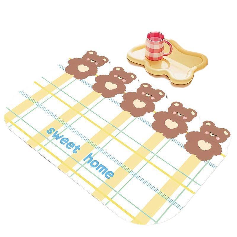 Niedliche Küchentisch-Abtropfmatte Tischmatte Hitzebeständig Rutschfest Saugfähig Schnelltrocknend Haushalt Spülbecken Dialgae Schlamm