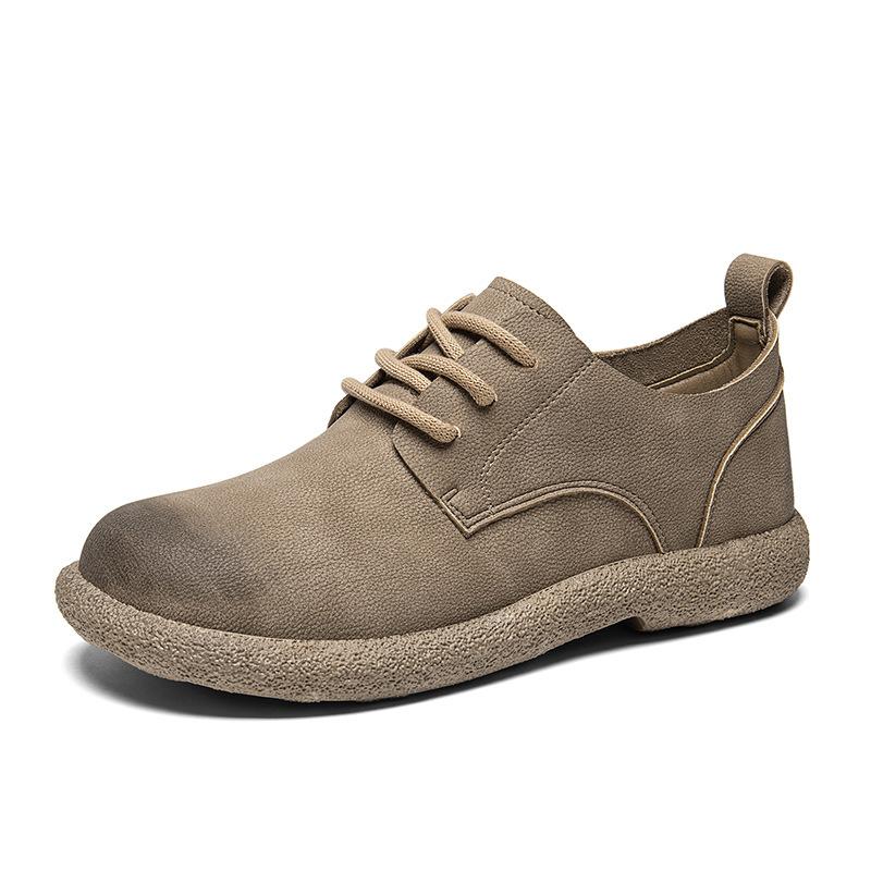 Freizeitschuhe neue Leder flacher Boden rutschfest niedrig geschnitten britischer Stil Lederschuhe Frühling und Herbst Board Schuhe