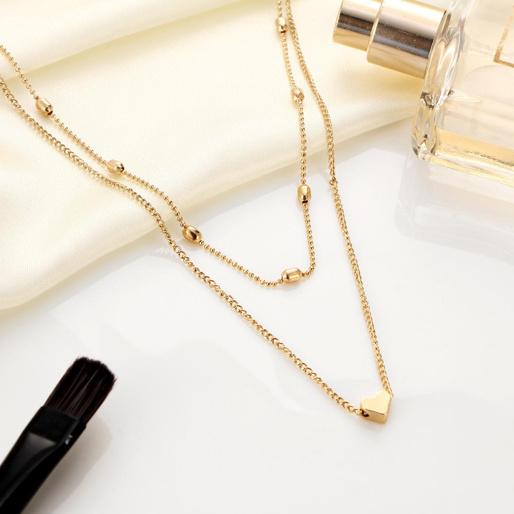 New Lady Necklace European And American Simple Temperament Fashion Double-layer Necklace Multi-layer Love Pendant Necklace