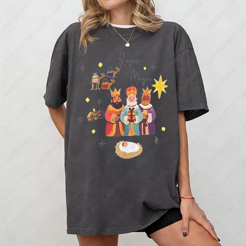 Reyes Magos Nativity Unisex Tee Wise Men Christmas TShirt Religious Holiday Shirt Three Kings Gift Top Nativity Scene Apparel