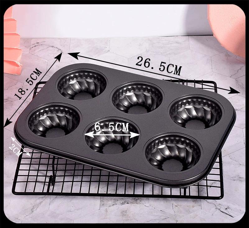 6 & 12 Holes Round and Heart Shape Cake Pan Cupcake Mold Nonstick Carbon Steel Baking Tray Set 6nangua