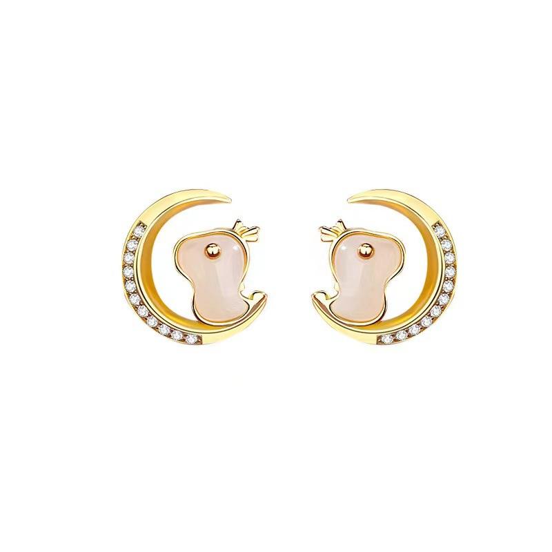 Neue Stern Mond Niedliche Drachen Halskette für Damen Licht Luxus Nische Drache Hetian Jade Anhänger Geburtstagsgeschenk