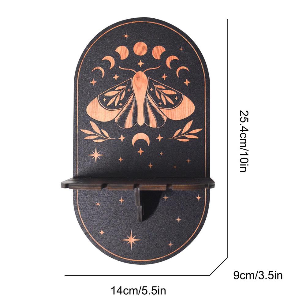 Black Crystal Display Stand Bohemian Hand Stand Witch Wooden Hanging Decorative Stand And Crystal Stone Shelving Wall Shelves