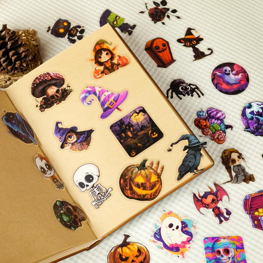 50PCS Halloween PET Stickers - Spooky Waterproof Decor with Pumpkin, Skull & Eyeball Designs for DIY AnimeWorlds Store