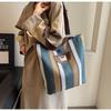 Striped Canvas Bag Women's New Summer Casual Lightweight Shoulder Bag Large Capacity Tote Bag Shopping Bag