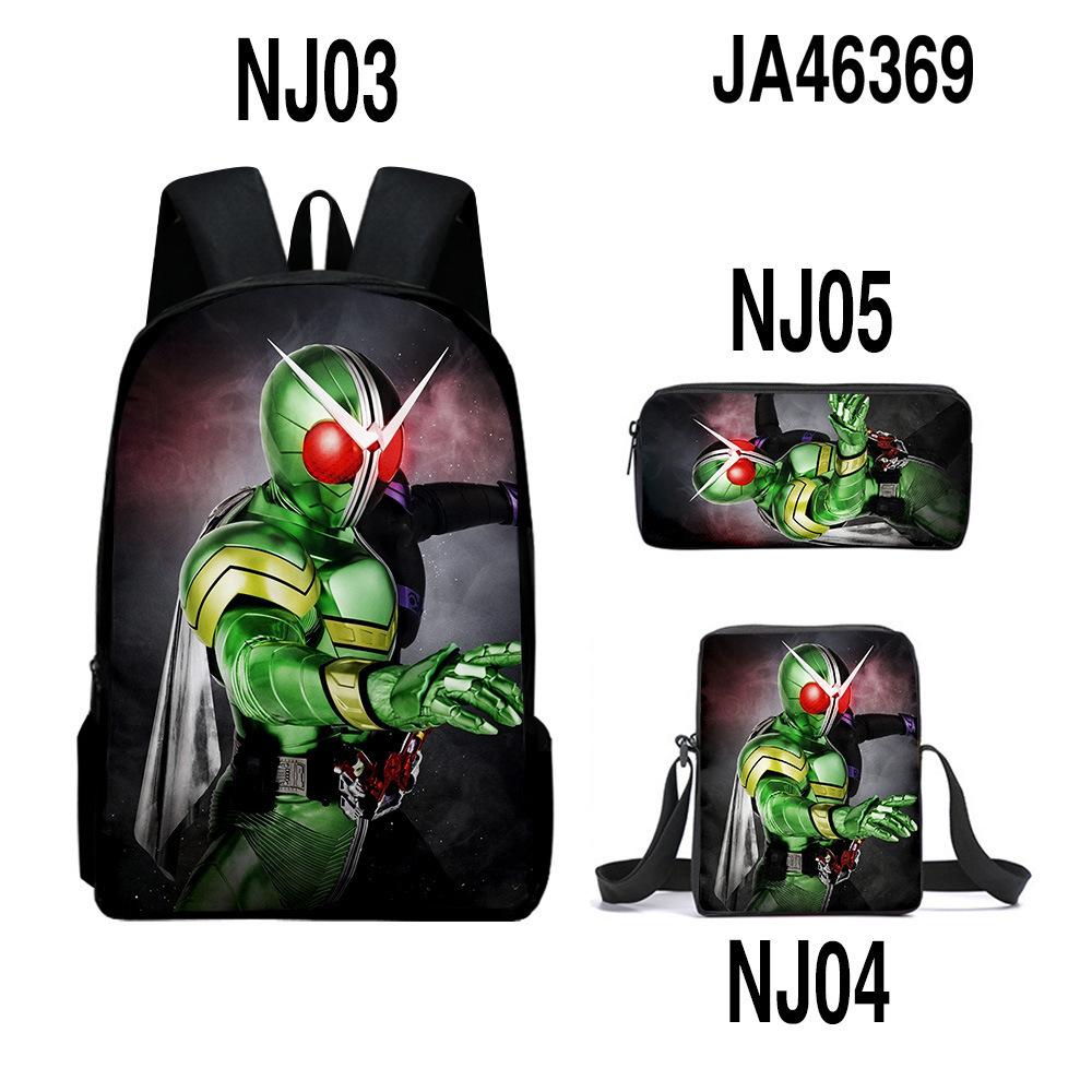 Sac à dos 3D Cool Nouveauté de Luxe Kamen Rider 3 pièces/Set élève Sacs d'école Sac à dos pour ordinateur portable Sac à dos Sac à bandoulière incliné Trousse à crayons