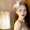 Black Sequin Feather Headwear Rhinestone Beaded Korean Style Headband  Cosplay Event