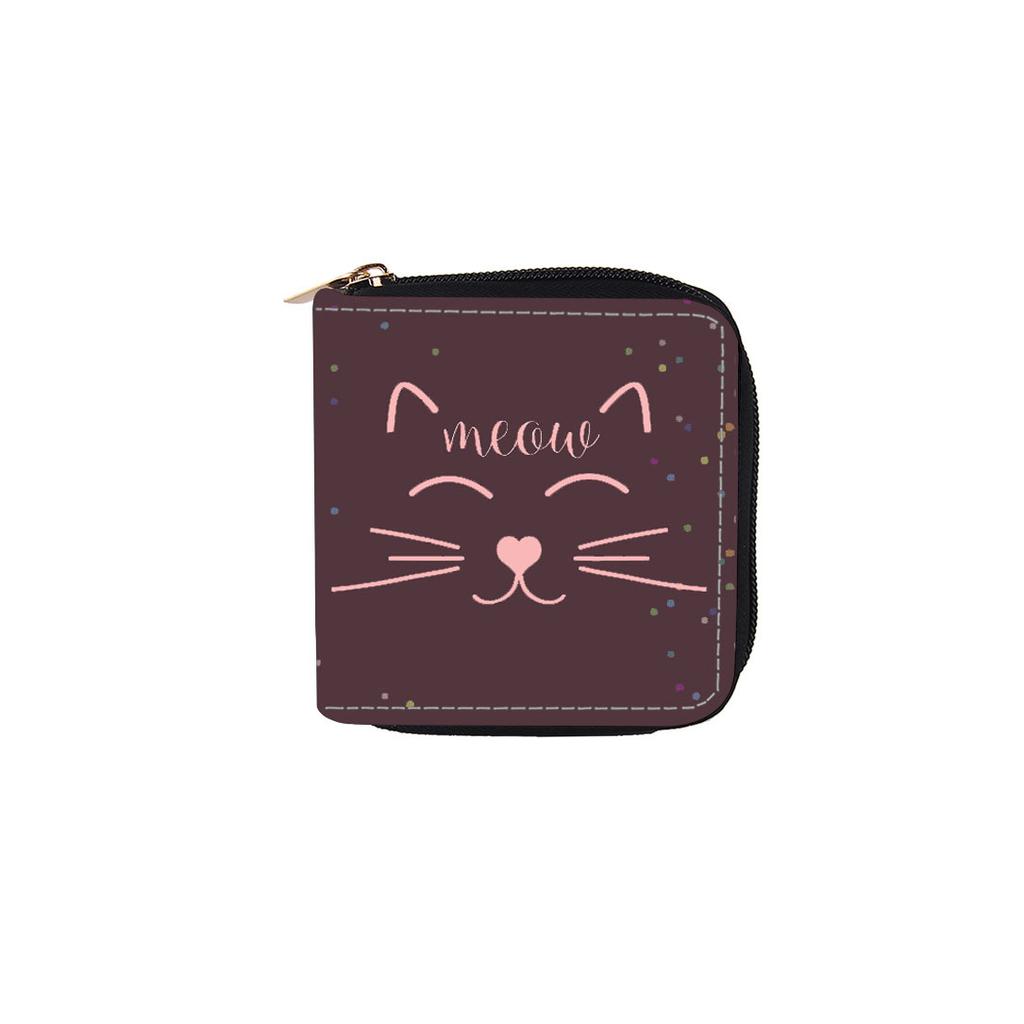 Cartoon chocolate cat short zipper wallet, children's small wallet