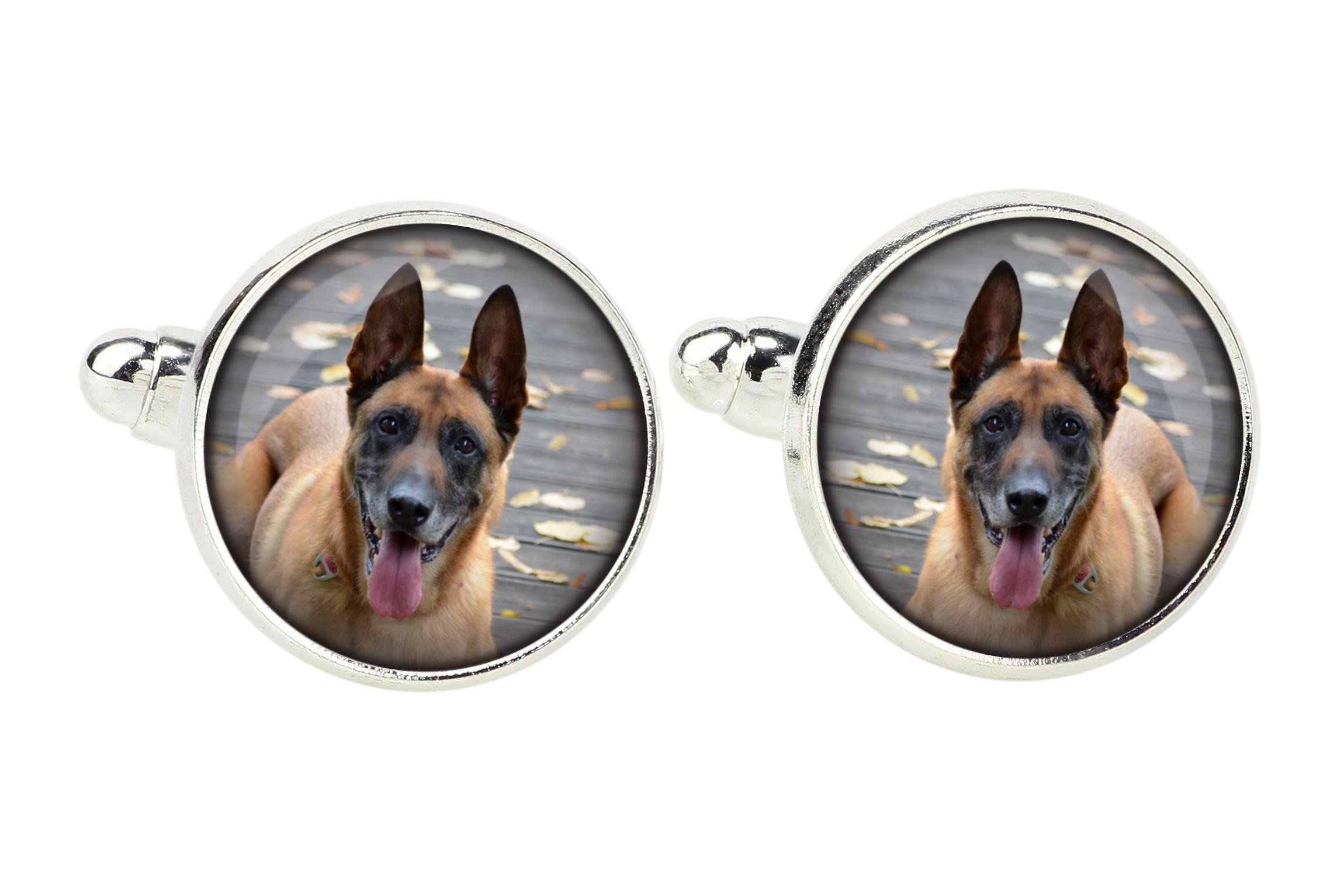 

Malinois Belgian Shepherd Dog - cufflinks, a shirt accessory, a shirt pendant from the Art-Dog brand срібний