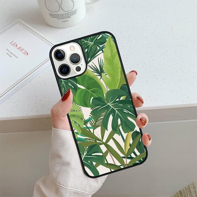 Monstera Blad Palm Träd Blommor Telefonfodral För iPhone 17 Air 14 15 16 13 12 Fodral För Apple 14 15 16 Pro Max Plus
