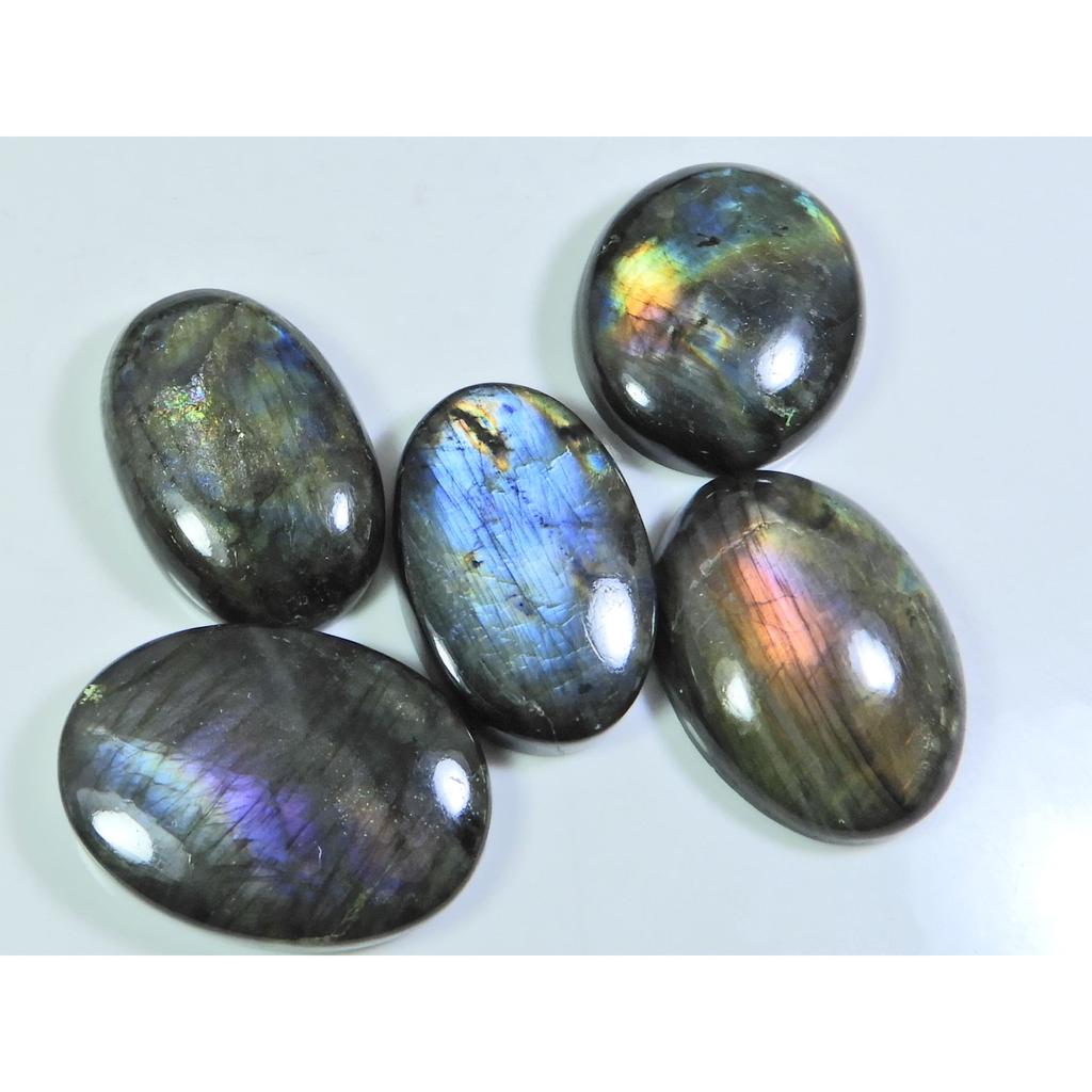 198Cts. Natural Pink Spectrolite Labradorite Oval Cabochon Gemstone 5Pcs Lot A-791