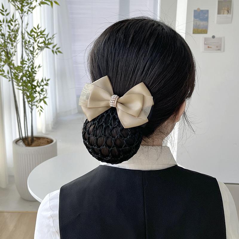 Nurse Head Flower Female Mesh Pocket Professional Hairnet Stewardess Hair Mesh Cover Bank Hotel Restaurant Waiter Headgear Hair Accessories