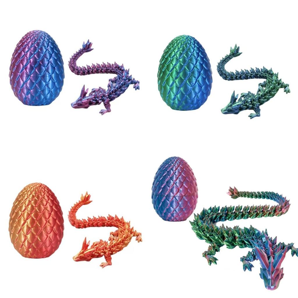 1/4pcs 3D Dragon Rotatable Articulated Dragon Egg Realistic Movable Printed Dragon Modle Home Office Decoration Figures Toy