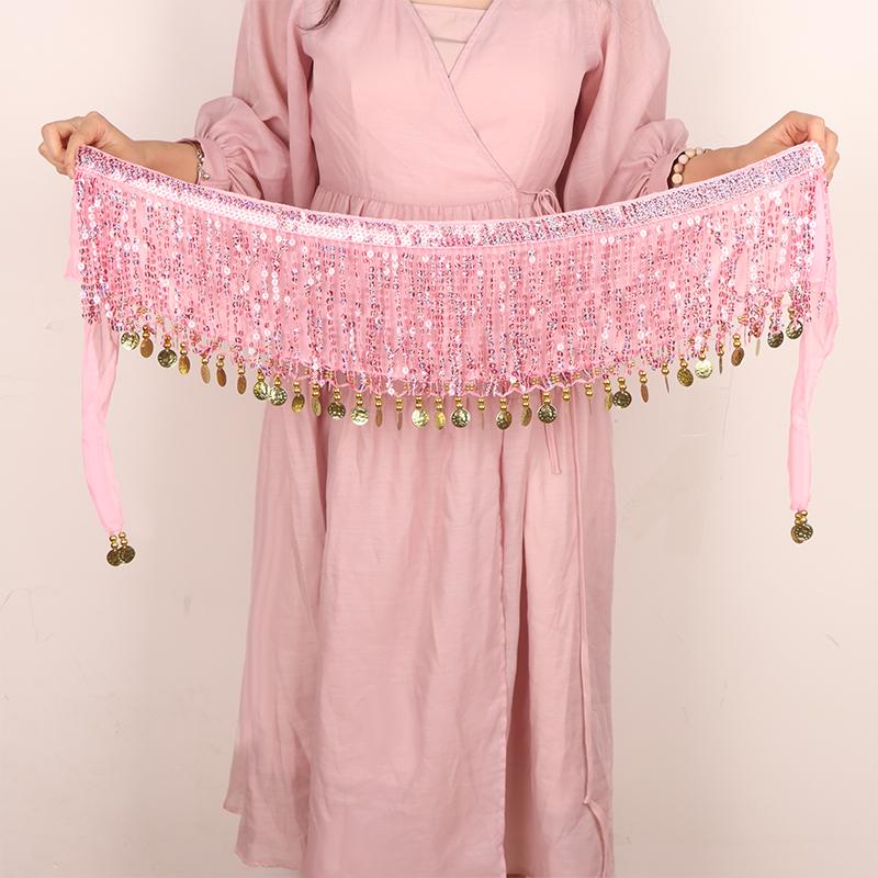 Belly Dance Waist Chain Boho Sequin Tassel Waist Belt Indian Dance Hip Scarf Jazz Dance Show Costumes With Dangling Sequins