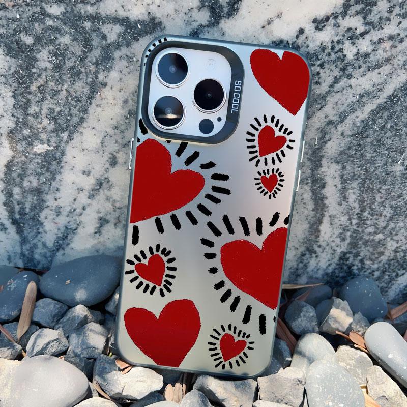 Cute Love Heart IMD Protective Phone Cases for Iphone 16 14 Pro Max Plus 15 11 12 13 Pro Max 13 Mini Plus Shockproof Laser Cover