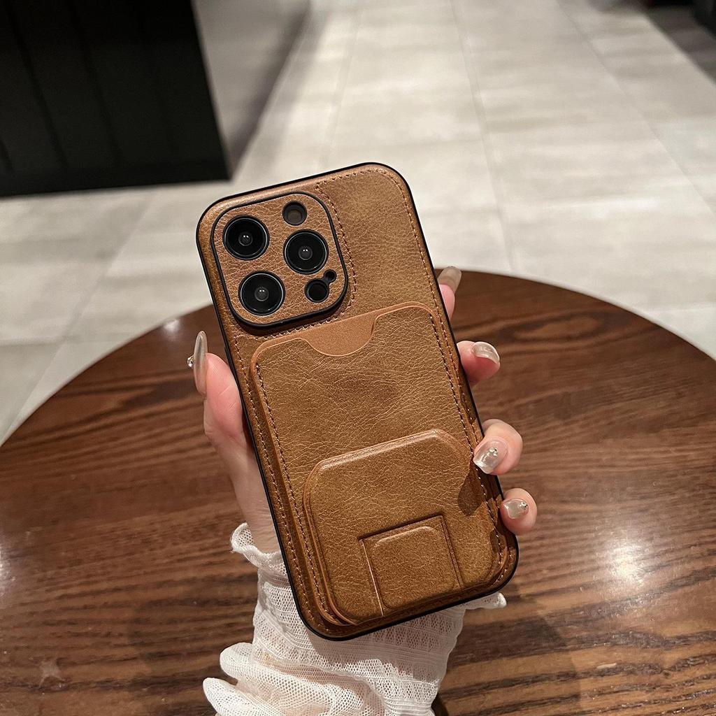 Apple iPhone 16 Pro Max Leather Card Slot Case: Business Drop-Proof Protection for iPhone 14, 15, and 13