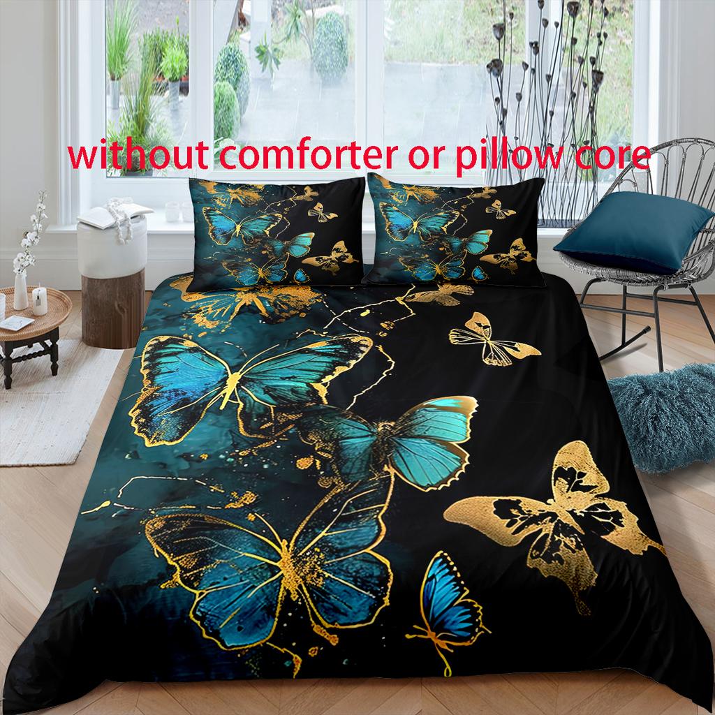 Butterfly Style - Digital Printed Duvet Kit - Polyester - Bedroom Decor -1 Bed Cover +2 Pillowcase (no Pillow Core)