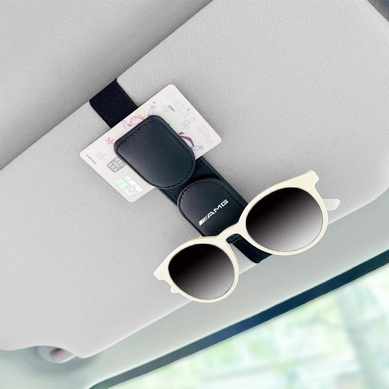 GLC GLB Skinn Dobbel Klips Brilleholder Bil Magnetisk Solbrilleoppbevaringsklips For Mercedes Benz AMG W206 W204 W205 W212 W213 W2