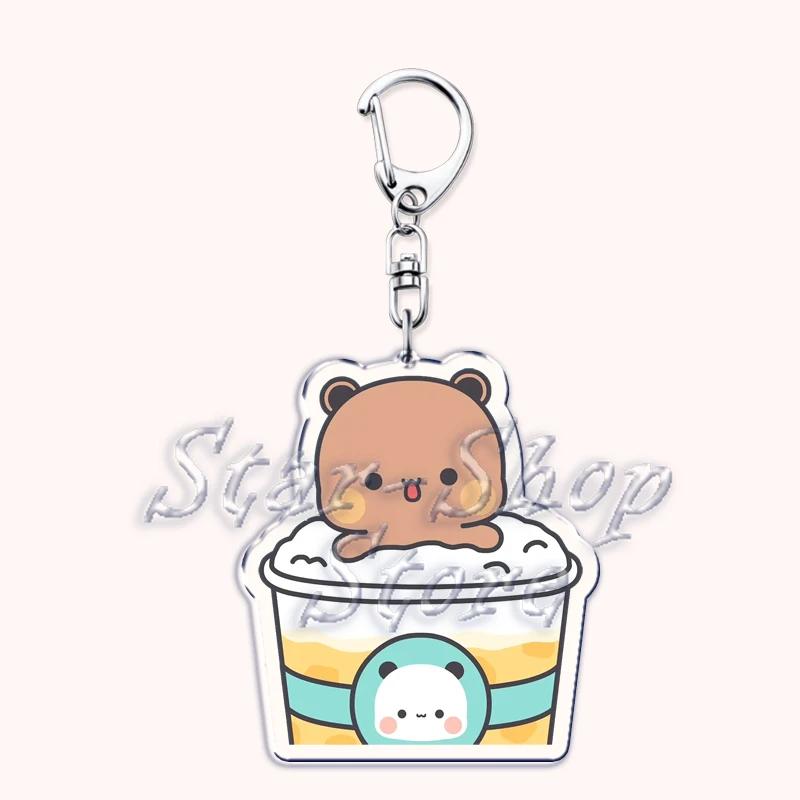 Lovely Bubu Eat Dudu Keychains Love Couple Grey Bear Panda Yier Keyring for Accessories Bag Key Chain Jewelry Fans Lover Gifts