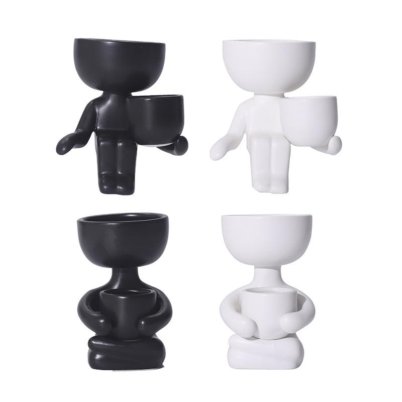 Mini Vaso de Cerâmica para Suculentas Transfronteiriças: Vaso de flores exclusivo em formato de feijão para decoração de casa e jardim