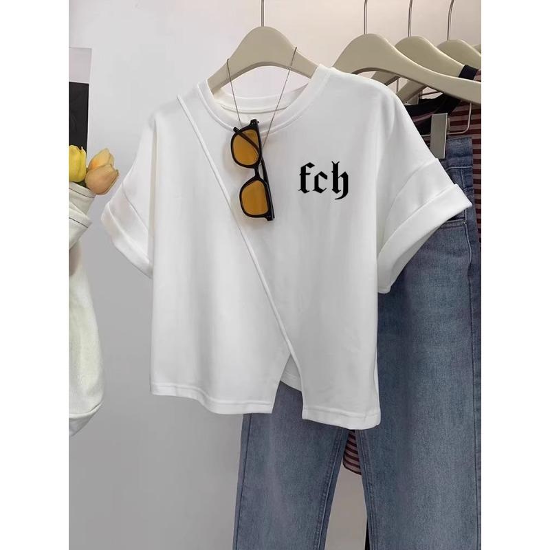 Women's Bag Collar Design Sense Niche Slit Small Short Short Sleeve T-shirt Top