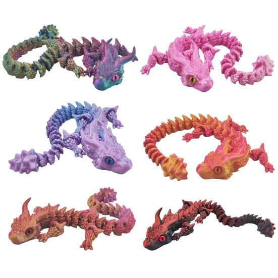 3D Printed Dragon Toy Articulated Dragon Figurine with Movable Joints Stress Relief Fidget Dragon Toy for Students Office Workers