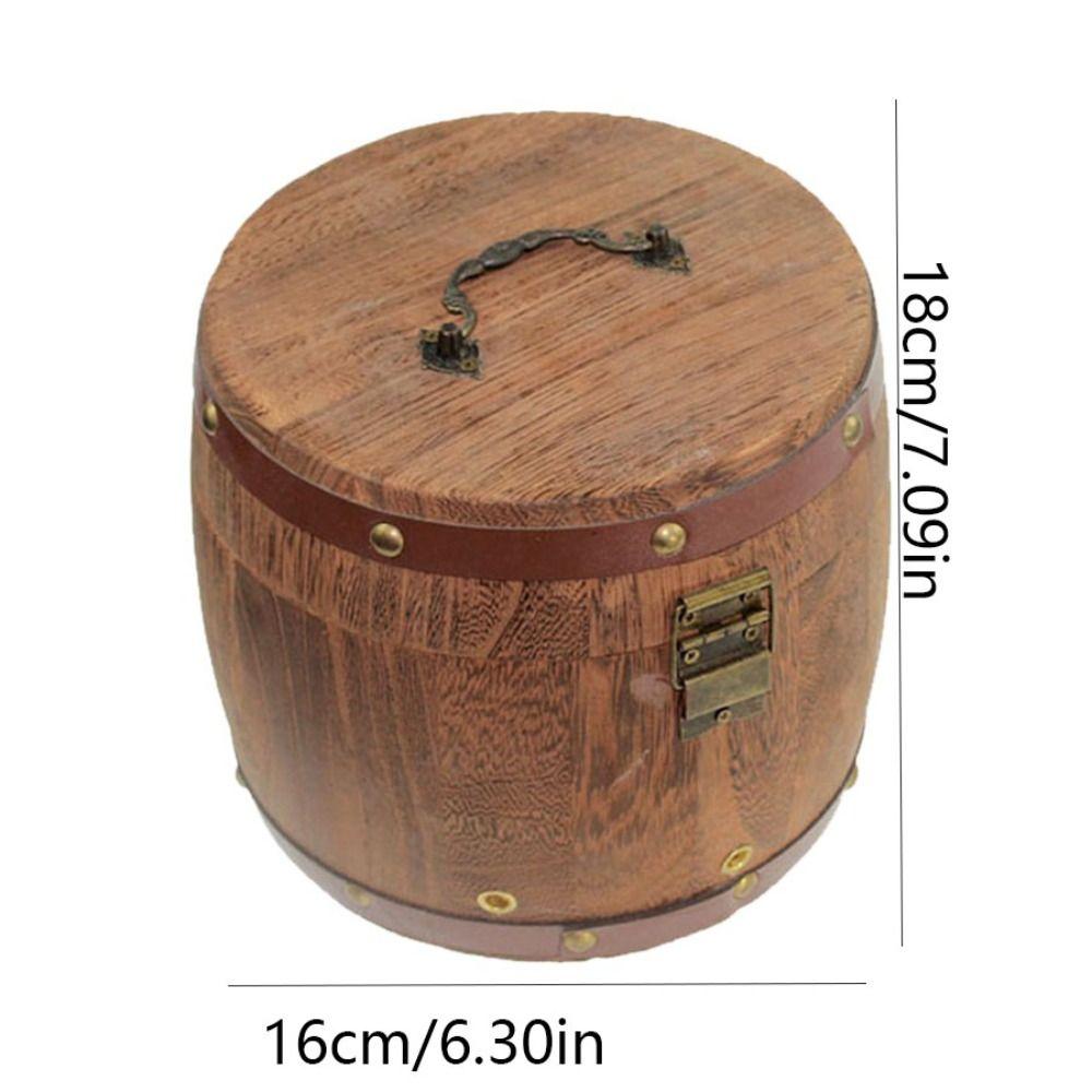 Portable Wood Barrel Canister High Quality Antique Mini Storage Box Kitchen Storage