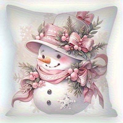 Short Plush Material Pillowcasepink Christmas Pillowcases: Snowman & Tree Designs For Festive Home Decor Sofas, Bedroom Pillow C