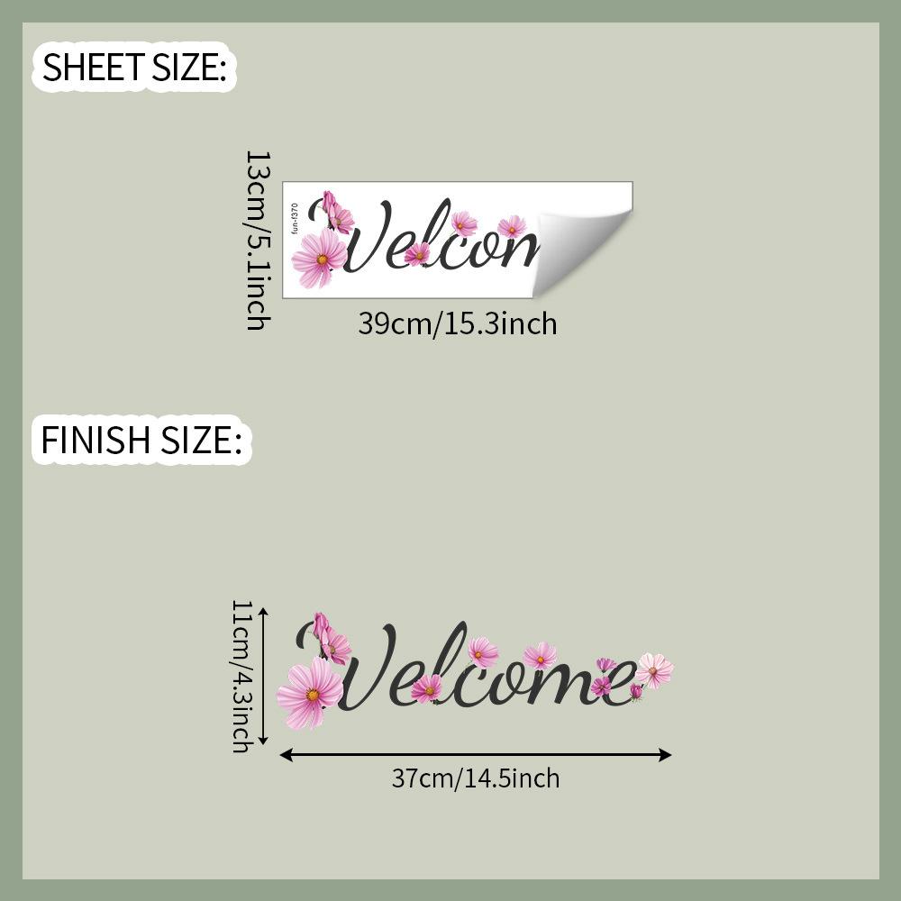 Pink Flower Bedroom Study Door Stickers for Home Background Beautification
