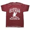 Never Underestimate An Old Man Loves DJ Turntable T Shirt Streetwear Music Techno Club Headphone Birthday Short Sleeve T-shirts