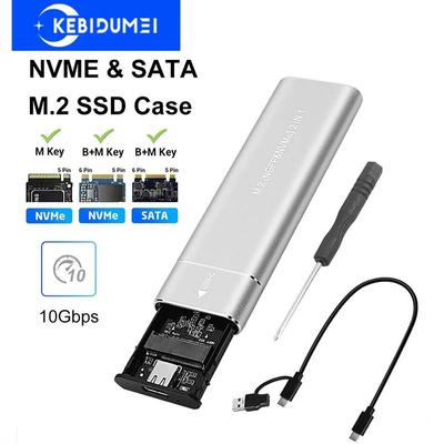 M2 SSD dėklas Dvigubo protokolo NVMe SATA SSD gaubto adapteris 10 Gbps USB 3.1 Type C išorinis M.2 gaubtas Palaiko M raktus B&M raktus