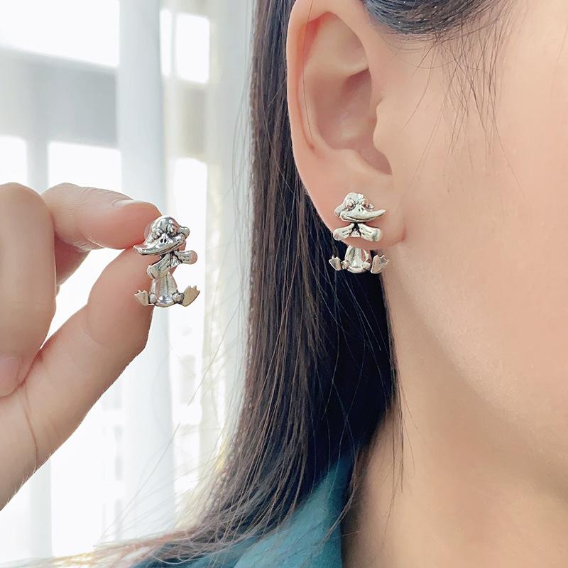 

New Style Vintage Color Animal Duck Earrings Detachable 3D Animal Ear Jewelry Exclusive