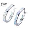 Artificial Opal Jewelry 1 Pair Lady Hoop Earrings Faux Moonstone