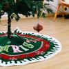 Festive Christmas Tree Skirt With Snow Edge Red English Letters For Holiday Decor