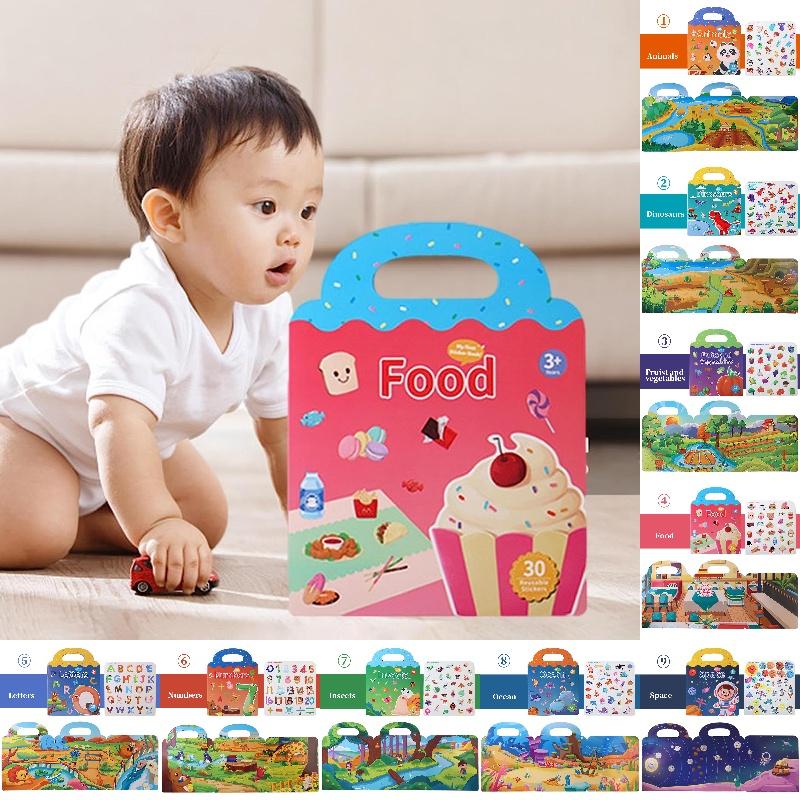 Early Education Sticker Book Develop Concentration With Reusable Stickers Of Animals Dinosaurs And Ocean Scenes