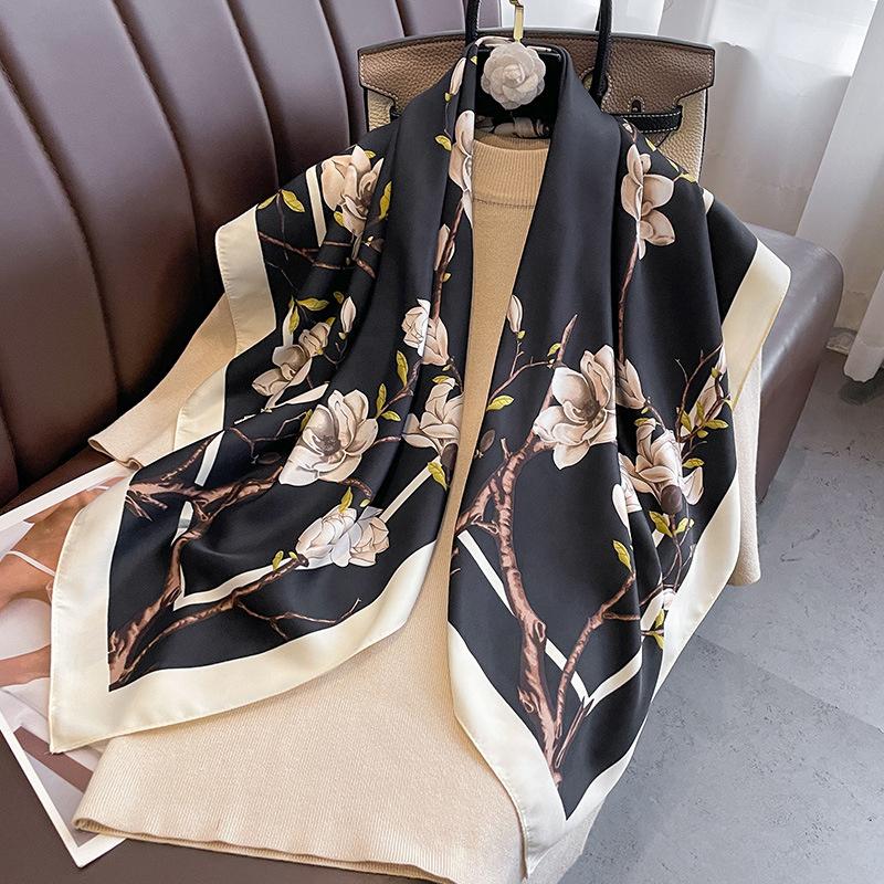 

90*90см Роскошный Бренд Простой Шелковый Квадратный Шарф Хиджаб Женский Бандана Мягкие Шарфы Шейный Платок Женский Шарф для Волос Шаль Обмотка Повязка на Голову 90x90cm