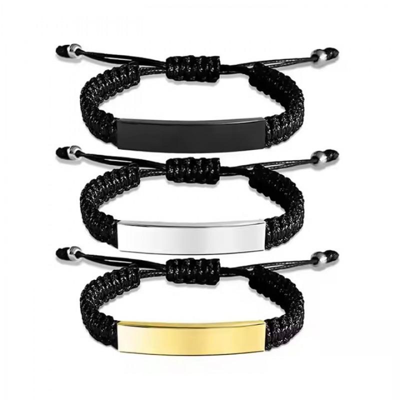 Adjustable Titanium Steel Bracelet With Smooth Blank Tube Design Men Women Geometric Style DIY Engraving Compatible