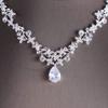Wedding Necklace and Earrings Set Flower Bridal Accessories Bride Necklace Sparkling Zirconia Crystal Birthday Christmas Gift [misakinoya] (Earrings +