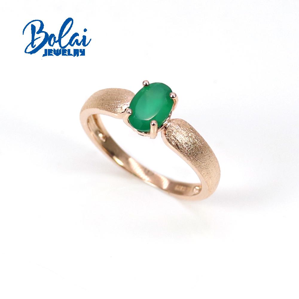 Bolaijewelry Set de bijuterii cercei inel oval de agat verde natural 5*7mm, argintie 925, aur roz, bijuterii fine pentru femeie Cadou de aniversare
