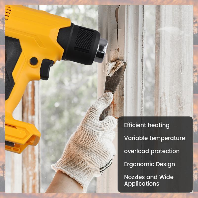 

2025 Trend Heat Gun For 20V Battery Cordless Adjustable Temperature Portable Battery Heat Shrink Gun жовтий