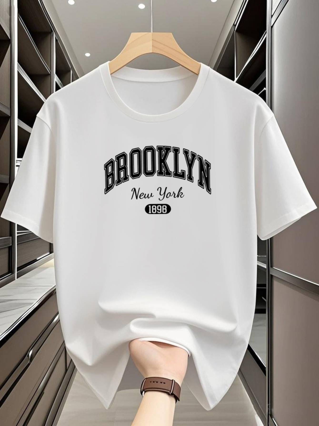 

Men S Brooklyn New York 1898 Graphic T-Shirt - Casual Crew Neck, Comfortable Breathable Fabric, Loose Fit, Perfect for Summer 4XL