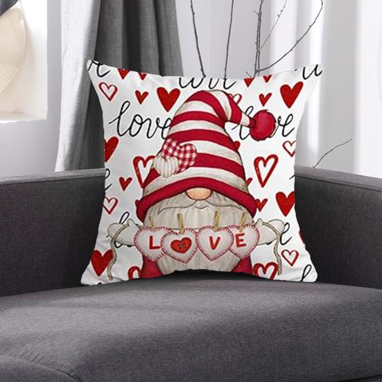 Valentine's Day Pillow Covers Red Buffalo Plaid Gnomes Design Machine Washable Festive Home Decoration Single-sided Printing Pillowcases