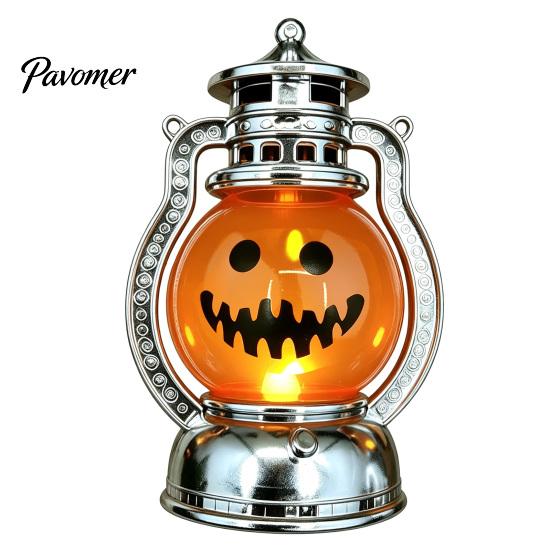 Durable Plastic Lamp Halloween Pumpkin Lantern, Flickering LED Lamp, Vintage Handheld Spooky Night Decor Oil for Tabletop Indoor Outdoor Party