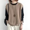 Damen Asymmetrische Strickweste Einfarbige Dünne Schichtjacke Vintage Rundhals Locker Ärmellose Jacke Oberbekleidung Pullover