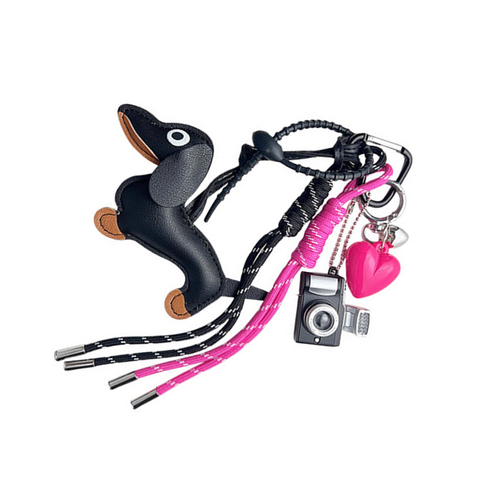 

Стильная подвеска в виде таксы с мягкими веревочными кисточками, держатель для ключей, модный шарм, текстура PU, идеально подходит для сумок или украшения автомобиля