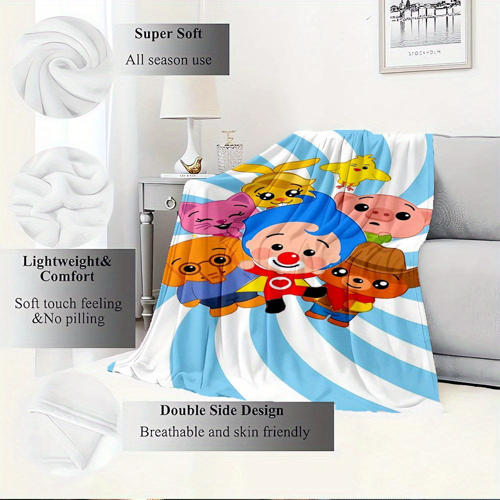 1pc Plim Plim Digital Print Flannel Blanket - Contemporary Style, Suitable for All Seasons, Perfect for Home, Travel, or Camping - Machine W