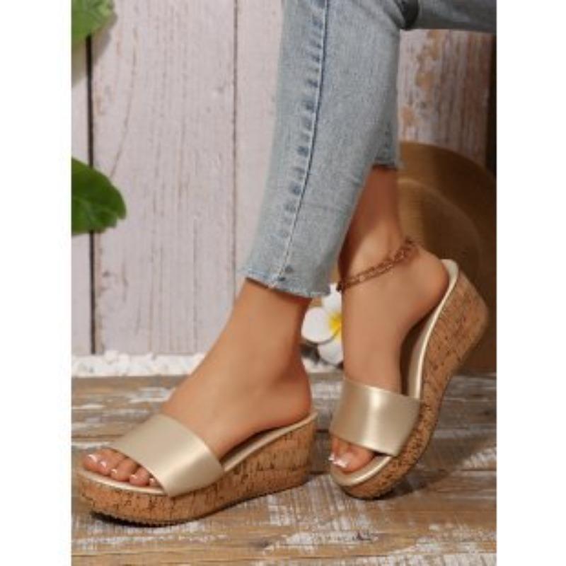 Zomer nieuwe witte sleehak slippers dames, één band met dikke zolen muffin sandalen, verhogende waterdichte tafel sandalen