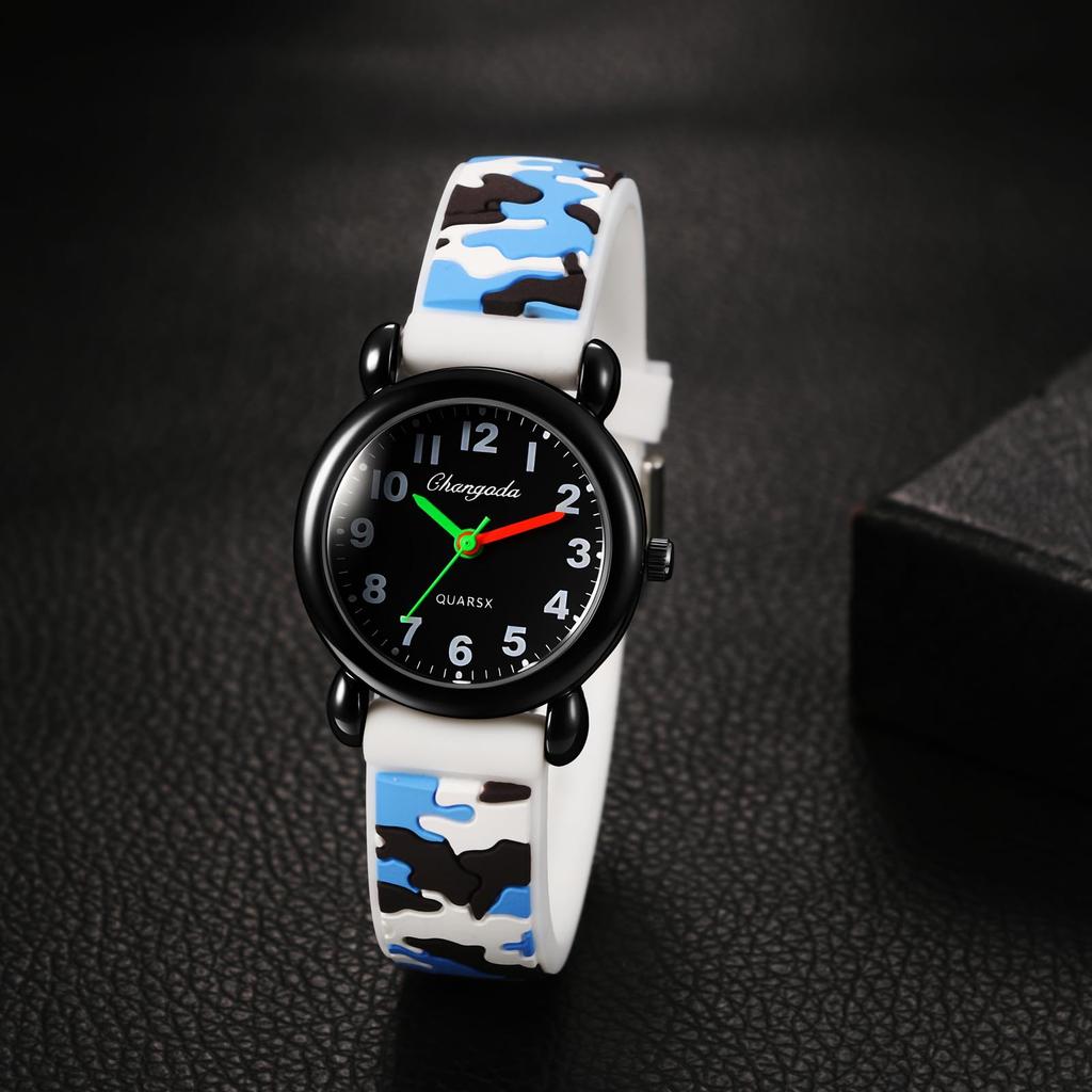 Sports Watch Silicone Strap Analog Display Waterproof Cute Fashion Quartz Watch Leisure Camouflage Pattern
