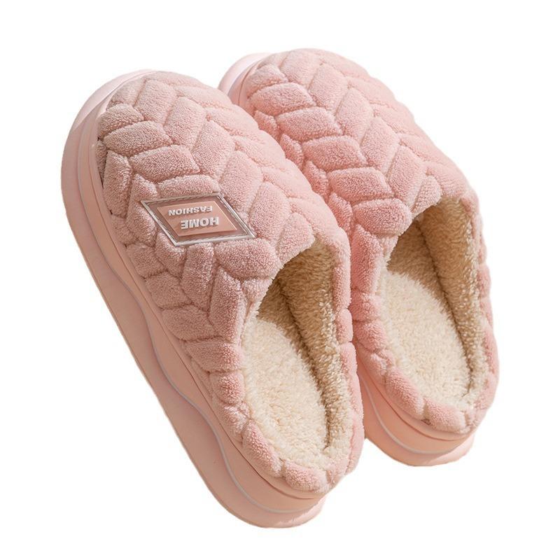 Cotton Slippers Women's Spring and Autumn Winter Shoes for Home Use Indoor Non-slip Thick Soles Home Warmth Couple Men