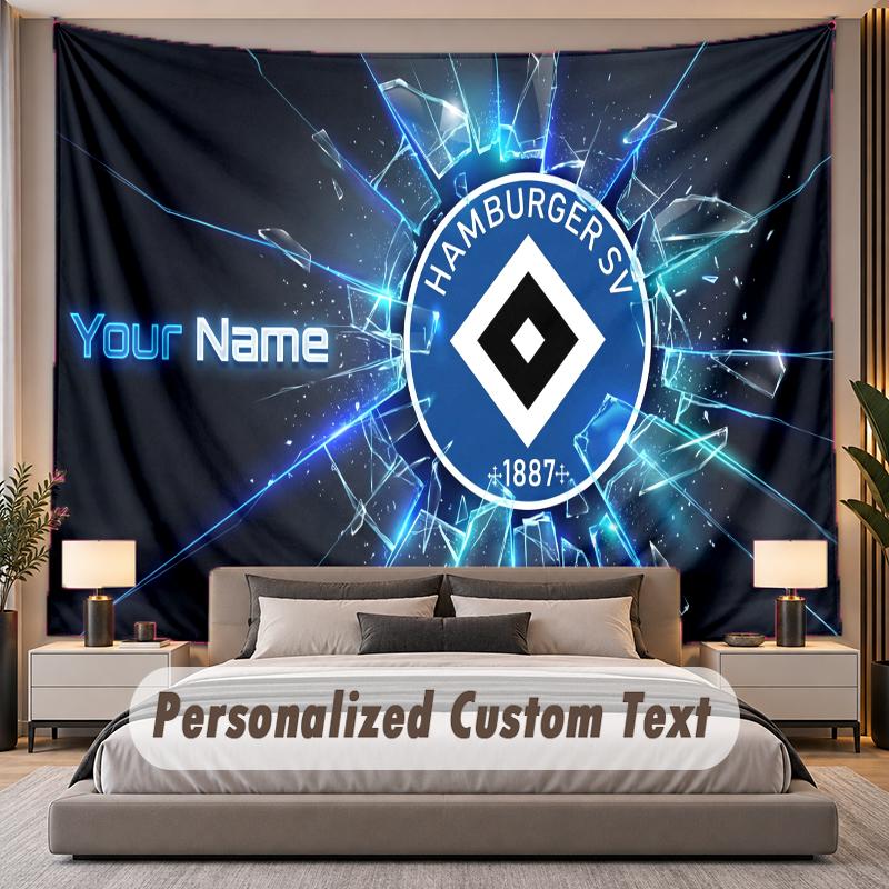 Custom Name Text Tapestry Hamburger SV Personalized Polyester Wall Tapestry For Bedroom And Room
